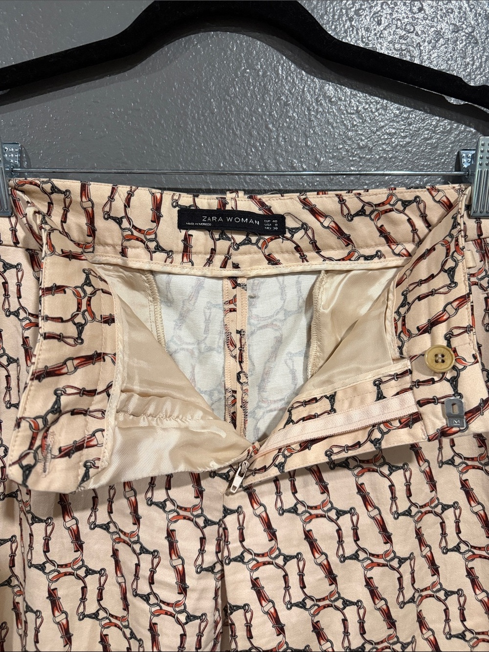 ZARA Chino Fit Pants Novelty Print Horsebit 8 - Picture 5 of 5